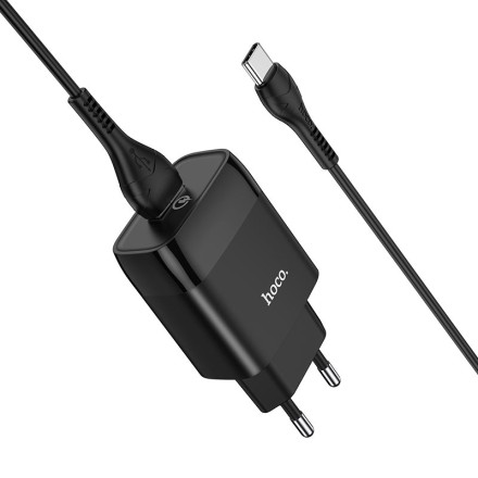  Сетевое зар. устр. Hoco C72Q с шнуром Type-C 1USB 3A черное