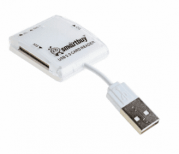 Картридер Smartbuy 713, USB 2.0 - SD/microSD/MS/M2, белый (SBR-713-W)