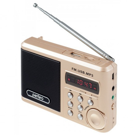 Perfeo мини-аудио Sound Ranger, УКВ+FM, MP3 (USB/microSD), AUX, BL-5C 1000mAh, золотой (PF-SV922AU)