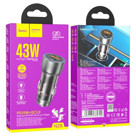  Автомобильное заряд. устр. Hoco NZ8 1USB/1C 18W/25W черное