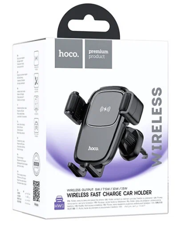  Держатель c беспроводной зарядкой в воздуховод Hoco HW1 15W черный
