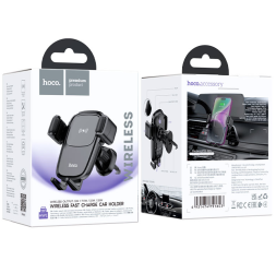 Держатель c беспроводной зарядкой в воздуховод Hoco HW1 15W черный