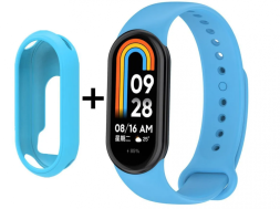 Ремешок для Xiaomi Mi Band 8 силиконовый голубой