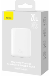 Powerbank с беспроводной зарядкой Baseus Magnetic Mini Wireless 6000mAh 20W PPCX100502 белый