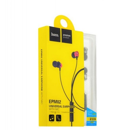  Наушники с микрофоном Hoco EPM02 Common 1.2м красные