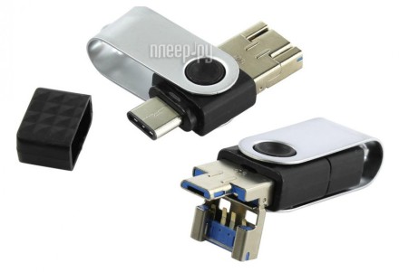  3.0 USB флеш накопитель Smartbuy 128GB Trio 3in1 OTG USB/USB-C/microUSB
