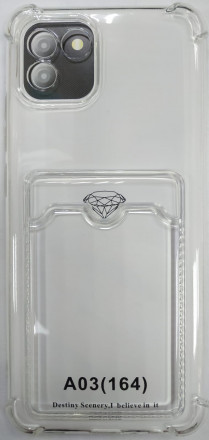 Чехол-накладка силикон с карманом под карту Samsung Galaxy A03 прозрачный