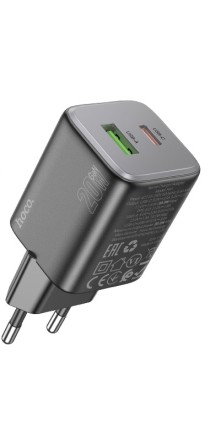  Сетевое зар. устр. Hoco N41 1USB/1C 20W черное