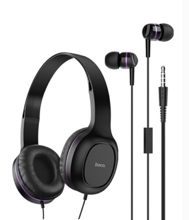  Стереонаушники Bluetooth полноразмерные HOCO W24 Enlighten с микрофоном 1.2м фиолетовый