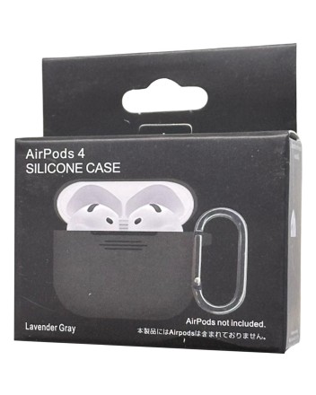  Силиконовый чехол для AirPods 4 с карабином серый