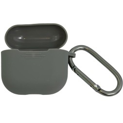 Силиконовый чехол для AirPods 4 с карабином серый