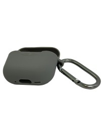 Силиконовый чехол для AirPods 4 с карабином серый