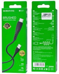 Usb Кабель-зарядка Type-C Borofone BX37 Wieldy 3A 1м в оплётке PVC чёрный