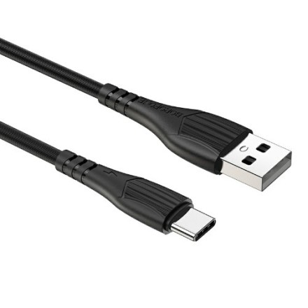  Usb Кабель-зарядка Type-C Borofone BX37 Wieldy 3A 1м в оплётке PVC чёрный