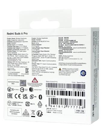  Наушники беспроводные Xiaomi Redmi Buds 6 Pro черные