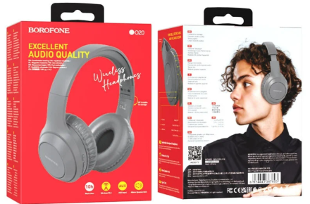  Стереонаушники Bluetooth полноразмерные Borofone BO20 BT5.3/200mAh/10ч серые