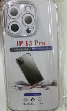  Чехол-накладка силикон i-Phone 15 Pro прозрачный противоударный 1.5мм тех.пак