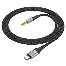 Аудиокабель Hoco UPA26 AUX 3,5мм на Type-C тканевый черный