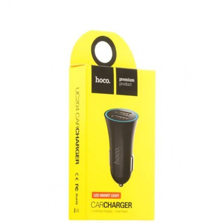  Автомобильное заряд. устр. Hoco UC204 2USB 2.4A черное