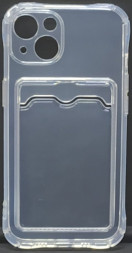 Чехол-накладка силикон тонкий с карманом под карту iPhone 13 6.1&quot; прозрачная