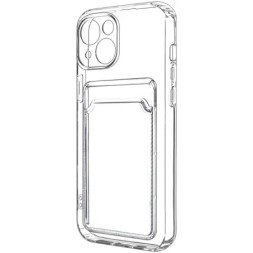 Чехол-накладка силикон с карманом под карту i-Phone 13 6.1" прозрачная