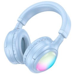 Стереонаушники Bluetooth полноразмерные Hoco W48 RGB синие