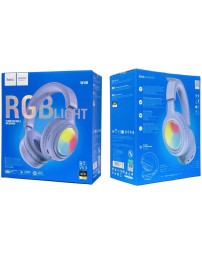 Стереонаушники Bluetooth полноразмерные Hoco W48 RGB синие