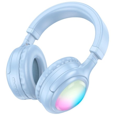  Стереонаушники Bluetooth полноразмерные Hoco W48 RGB синие
