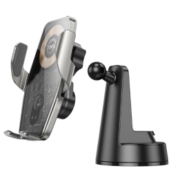 Держатель c беспроводной зарядкой на торпеду Hoco HW27 15W с зажимом черный