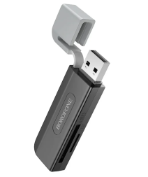 Картридер Borofone DH9 2TB 480Mbps USB2.0 чёрно-серый
