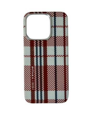  Накладка для i-Phone 15 Pro 6.1&quot; Pitaka Magez Case 5 Aramid Fiber красно-белый