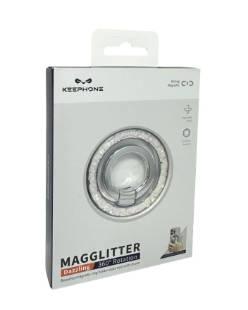  Магнитный держатель-кольцо для i-Phone Keephone Magglitter Dazzling серебристый