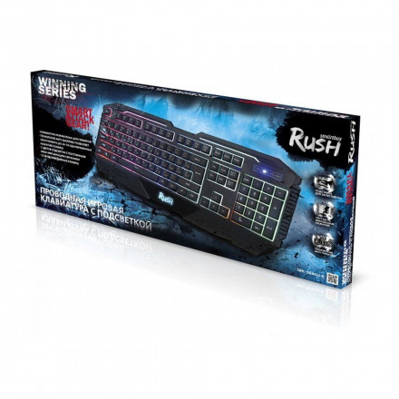 Клавиатура проводная Smartbuy Rush 304 USB/104+12 клавиш/Подсветка Rainbow/1.6м черная (SBK-304GU-K)