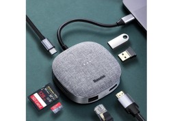 USB-C хаб Baseus 2USB/1USB-C/SD/TF/HDMI 4K/RJ45 (CAHUB-DX0G) серый