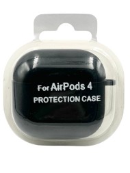 Силиконовый чехол для AirPods 4 с карабином черный