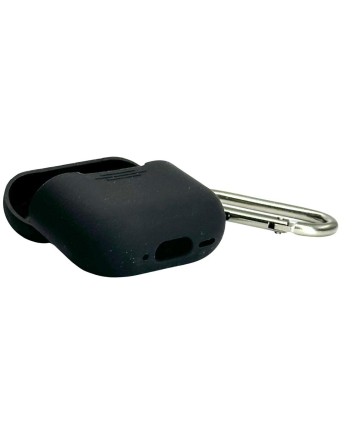  Силиконовый чехол для AirPods 4 с карабином черный