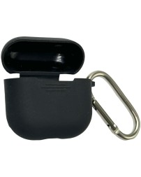 Силиконовый чехол для AirPods 4 с карабином черный