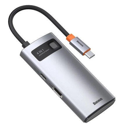  USB-C хаб Baseus Metal Gleam 4в1 2USB/HDMI/USB-C (CAHUB-CY0G) серый