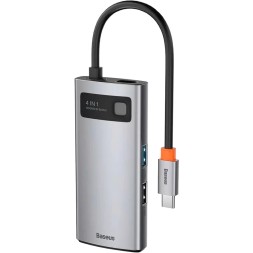 USB-C хаб Baseus Metal Gleam 4в1 2USB/HDMI/USB-C (CAHUB-CY0G) серый
