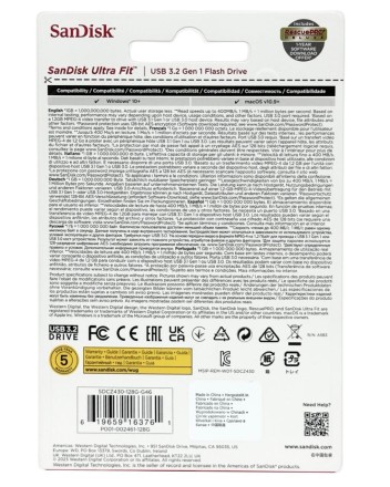  3.0 USB флеш накопитель SanDisk CZ430 Ultra Fit 128GB Ultra (SDCZ430-128G-G46) черный