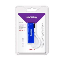 Картридер Smartbuy 717, USB 2.0 - SD/microSD/MS/M2, (SBR-717-B) голубой 