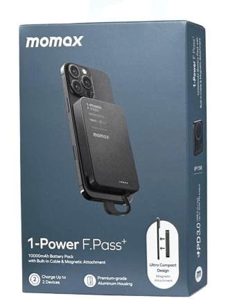  Powerbank магнитный с MagSafe Momax 1-Power F.Pass+ 10000mAh IP158D черный