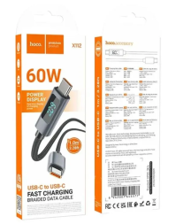 Usb Кабель-зарядка Type-C на Type-C Hoco X112 3A 60W 1м силиконовый черный