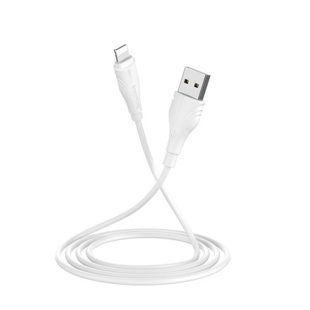  Usb Кабель-зарядка Lightning Borofone BX18 Optimal 2.4A 1м силиконовый белый