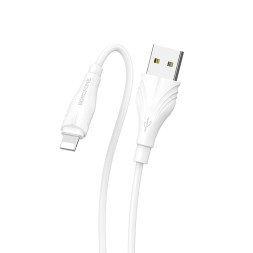 Usb Кабель-зарядка Lightning Borofone BX18 Optimal 2.4A 1м силиконовый белый