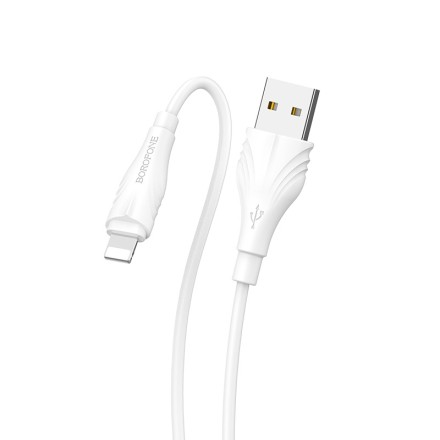  Usb Кабель-зарядка Lightning Borofone BX18 Optimal 2.4A 1м силиконовый белый