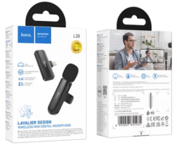 Беспроводной микрофон Hoco L20 петличка/Lightning черный