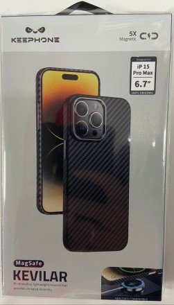  Накладка для i-Phone 15 Pro Max Keephone Kevlar Magsafe черный