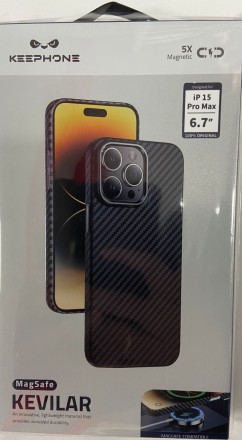  Накладка для i-Phone 15 Pro Max Keephone Kevlar Magsafe черный