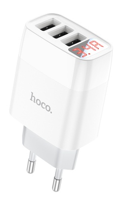  Сетевое зар. устр. Hoco C93A 3USB 3.4A белое